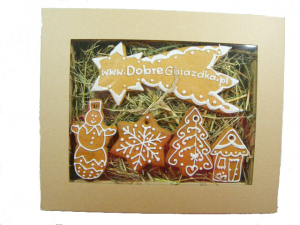 Zestaw pierników świątecznych i piernika z logo w pudełku